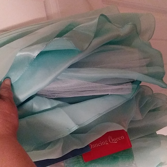 NWT Dancing Queen formal semi medium jeweled with shawl light green - Picture 6 of 6